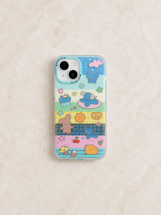 Cartoon Designer Matte Finish Case for iPhone 15(Cat Multicolour)