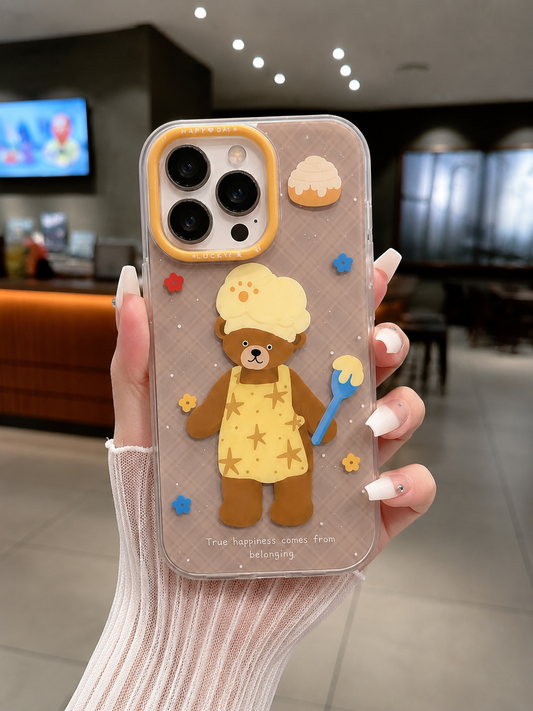 Cartoon Designer Matte Finish Case for iPhone 15 Pro Max(Bear Chef)