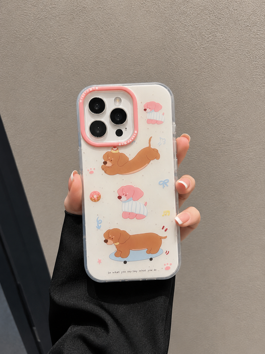 Cartoon Designer Matte Finish Case for iPhone 15 Pro Max(Three Puppy)