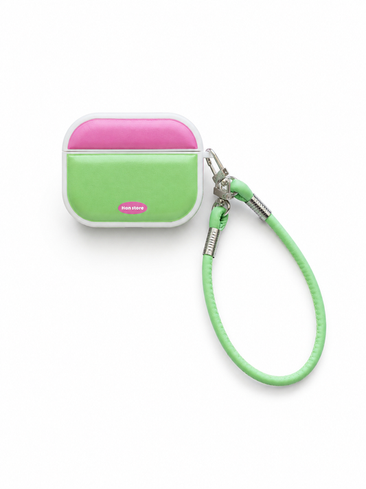 PU Leather AirPods Pro 3 Case(Pink/Green)