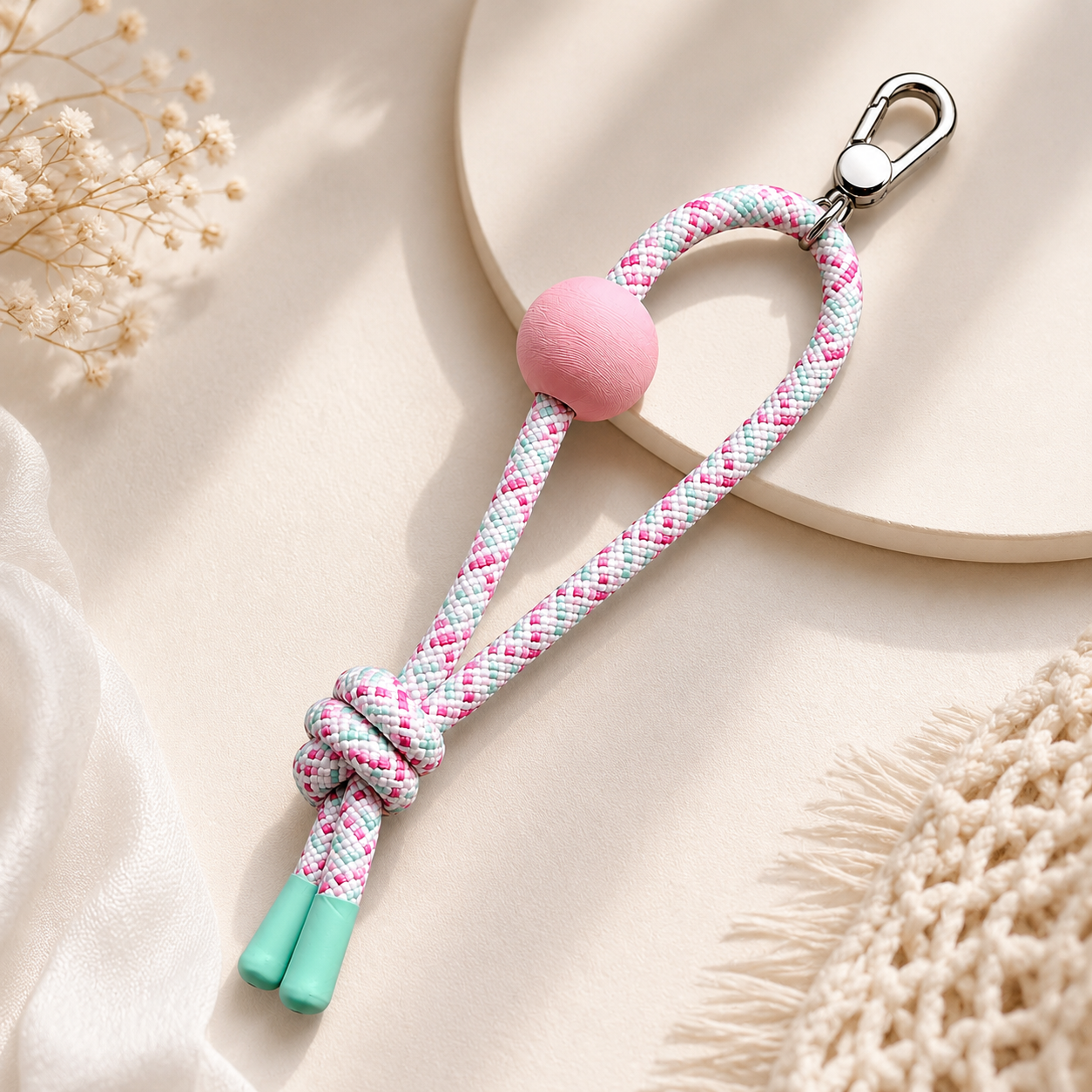 Ball Design Wrist Lanyards (Pink)