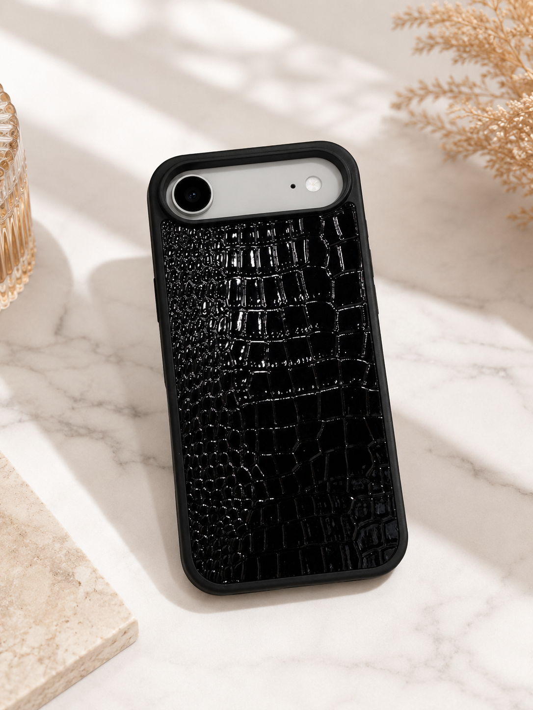 Croco Pattern PU leather Case For iPhone17 Air(Black)