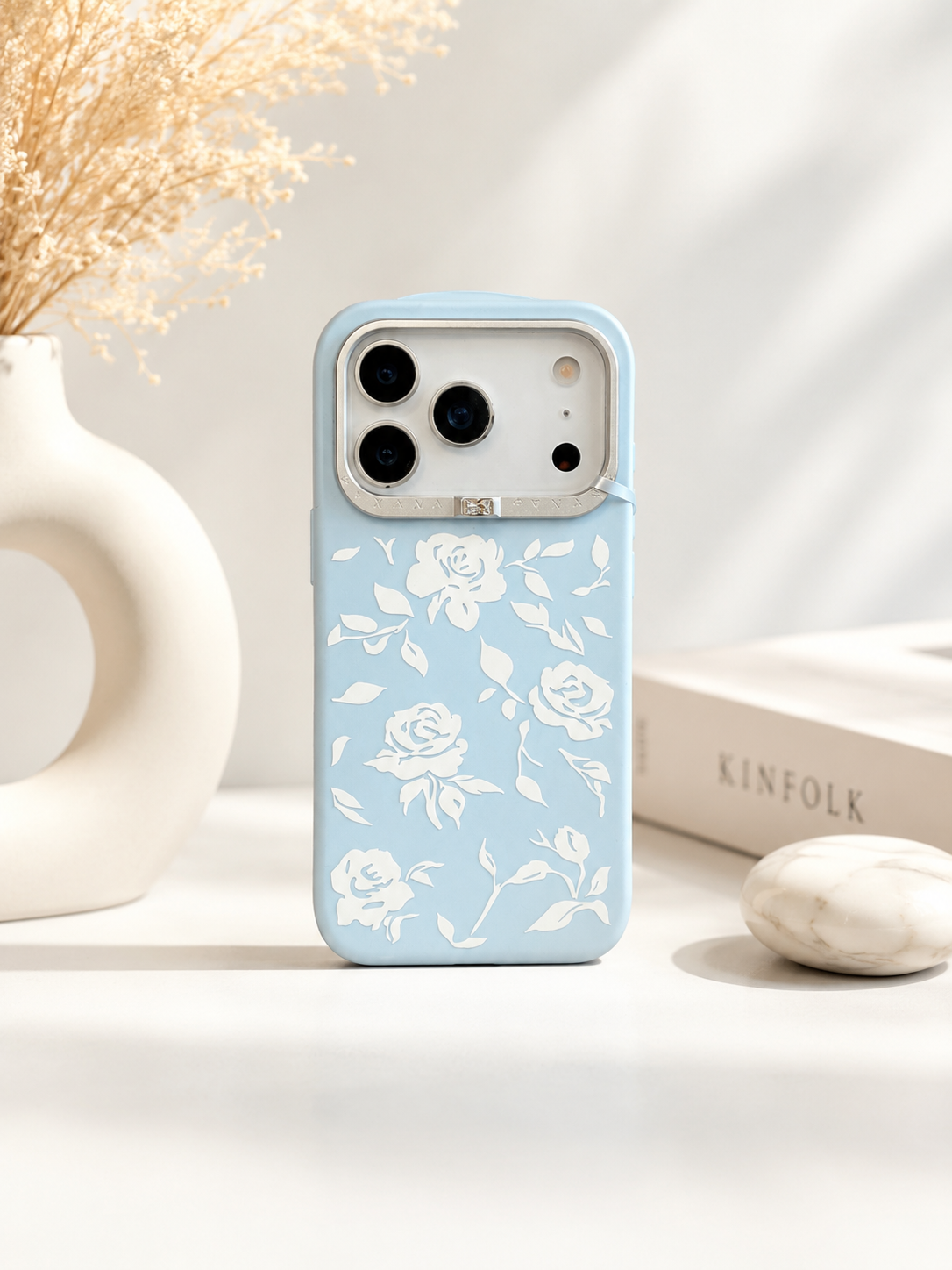 Pynana Rose Design Silicon Case For iPhone 17 pro(L.Blue)