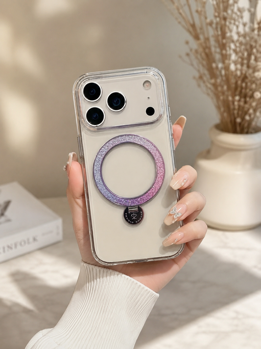 Pynana Transparent Glitter MagSafe Case For iPhone 17 pro Max(Transparent)