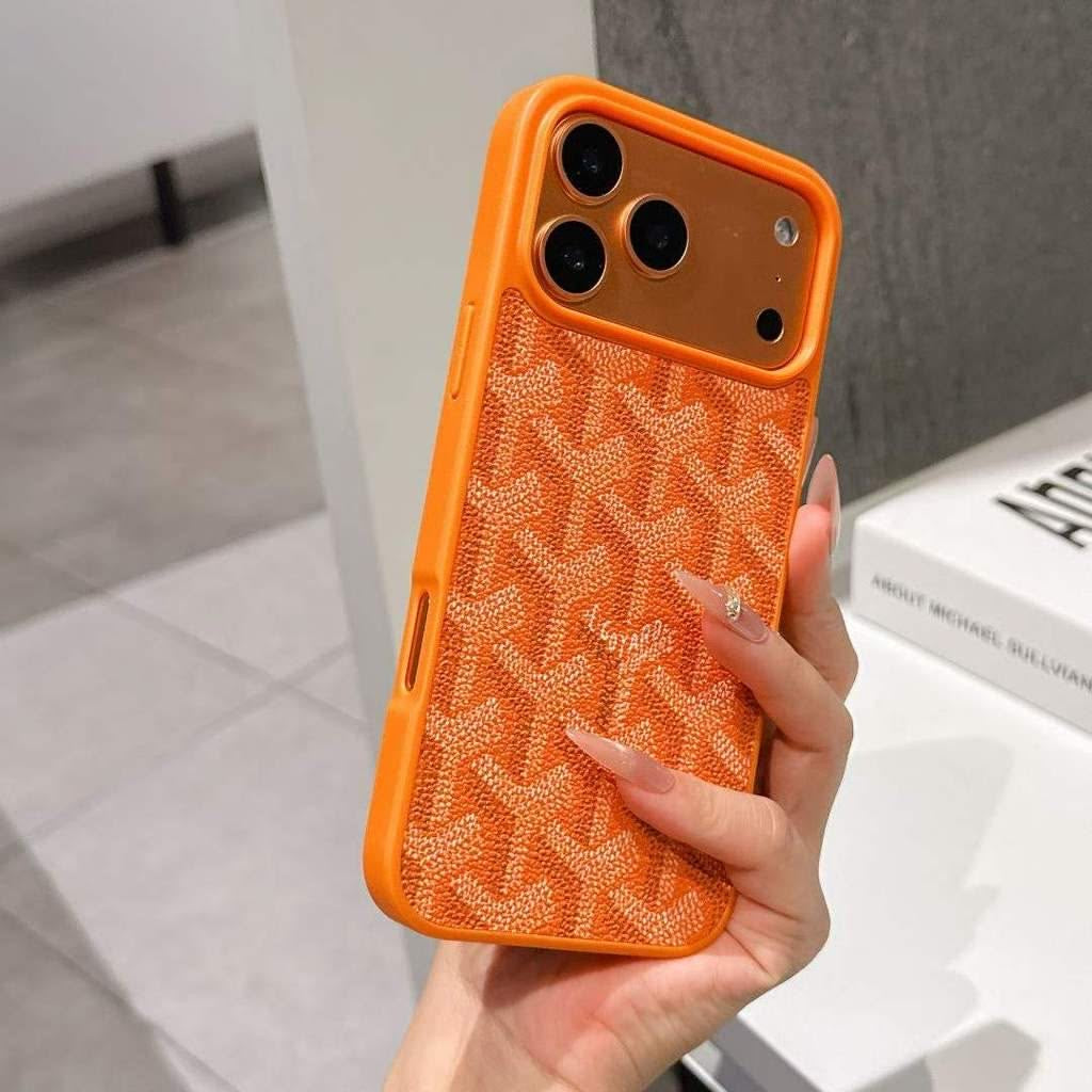 Branded PU Leather Case for iPhone 17 (Orange)
