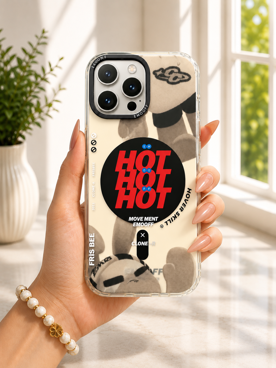 EMO OFF HOT Designer Case For iPhone 15 Pro Max(Light Brown)