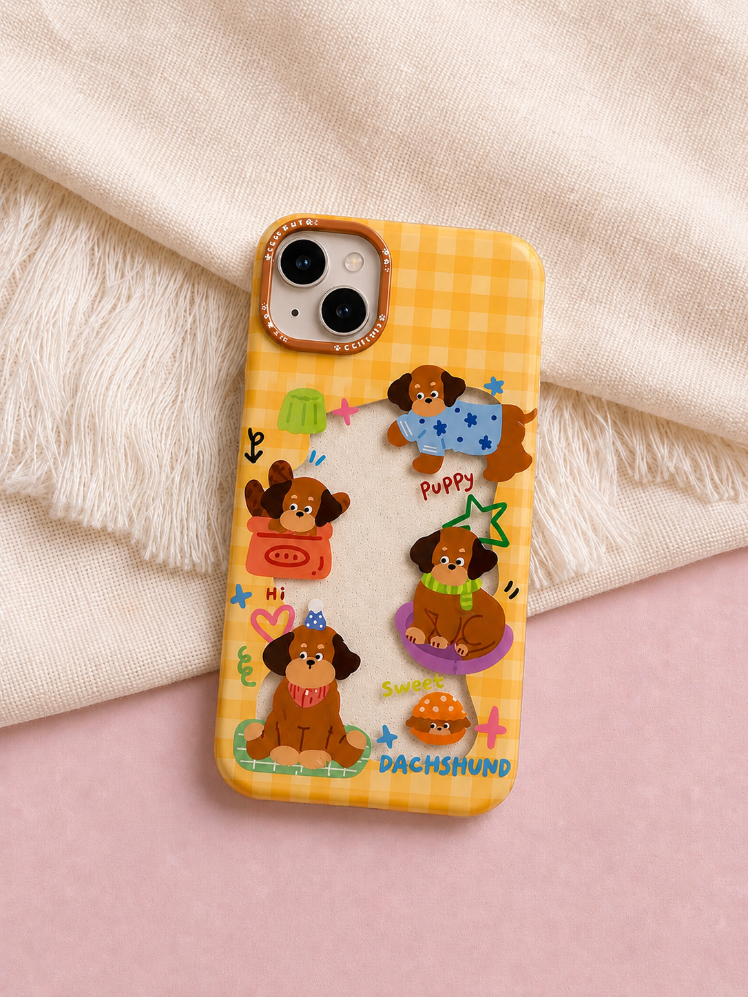 Cartoon Designer Matte Finish Case for iPhone 15(Puppy Dachshund)