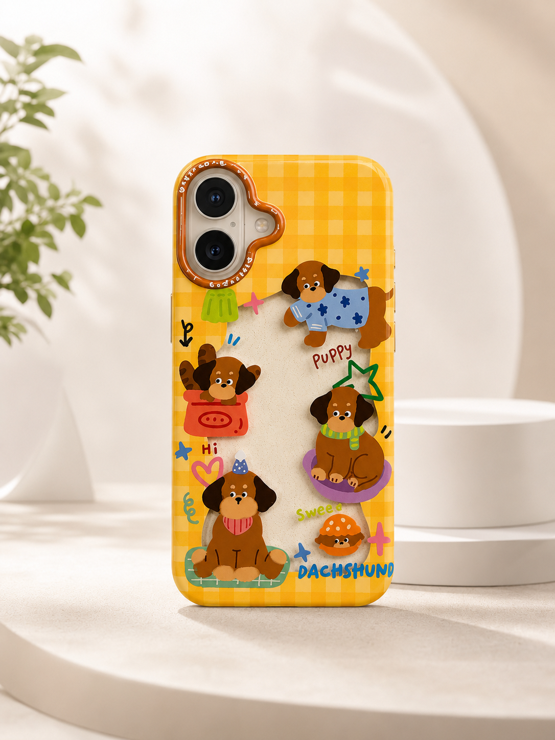 Cartoon Designer Matte Finish Case for iPhone 16(Puppy Dachshund)