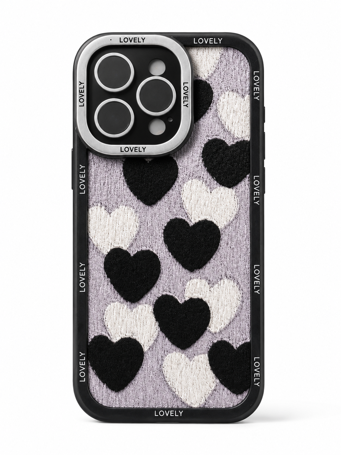 Silicon Charm Case For iPhone15 Pro (Black Heart)