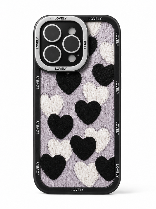 Silicon Charm Case For iPhone 14 Pro (Black Heart)