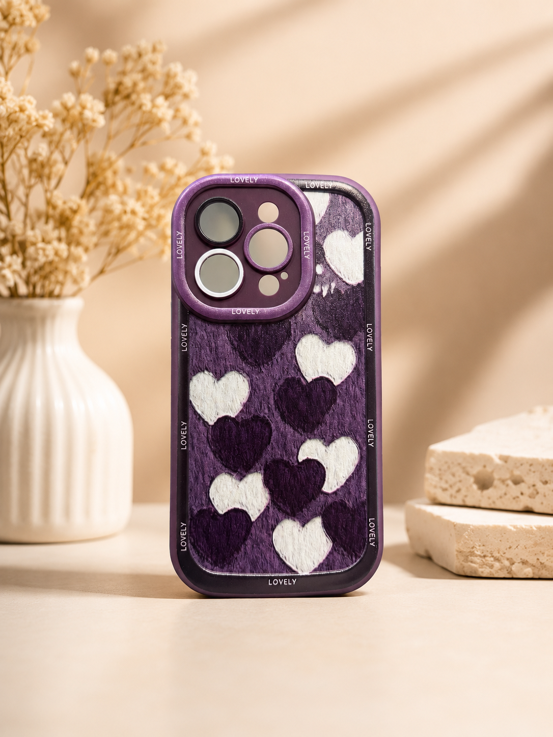 Silicon Charm Case For iPhone15 Pro (Purple Heart)
