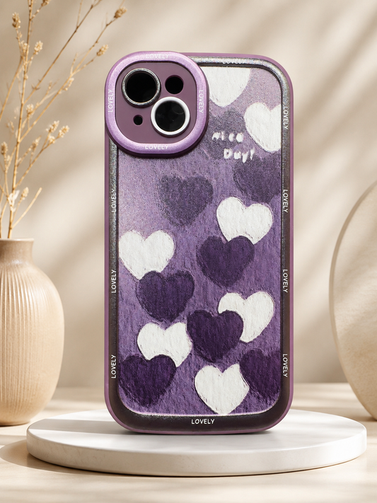 Silicon Charm Case For iPhone15 Plus (Purple Heart)