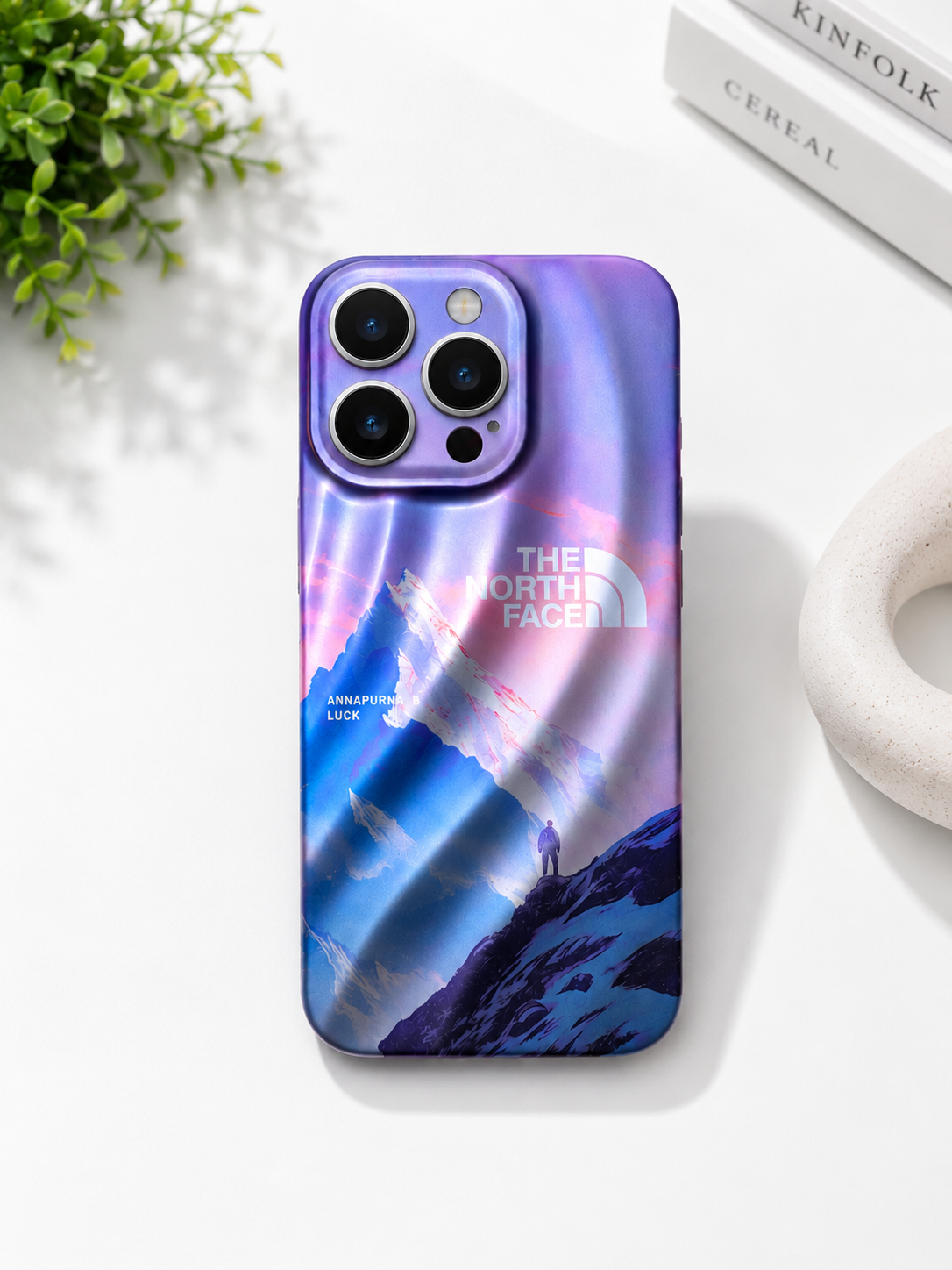 3D Wave Mountain Design Case For iPhone 15 Pro(Purple)