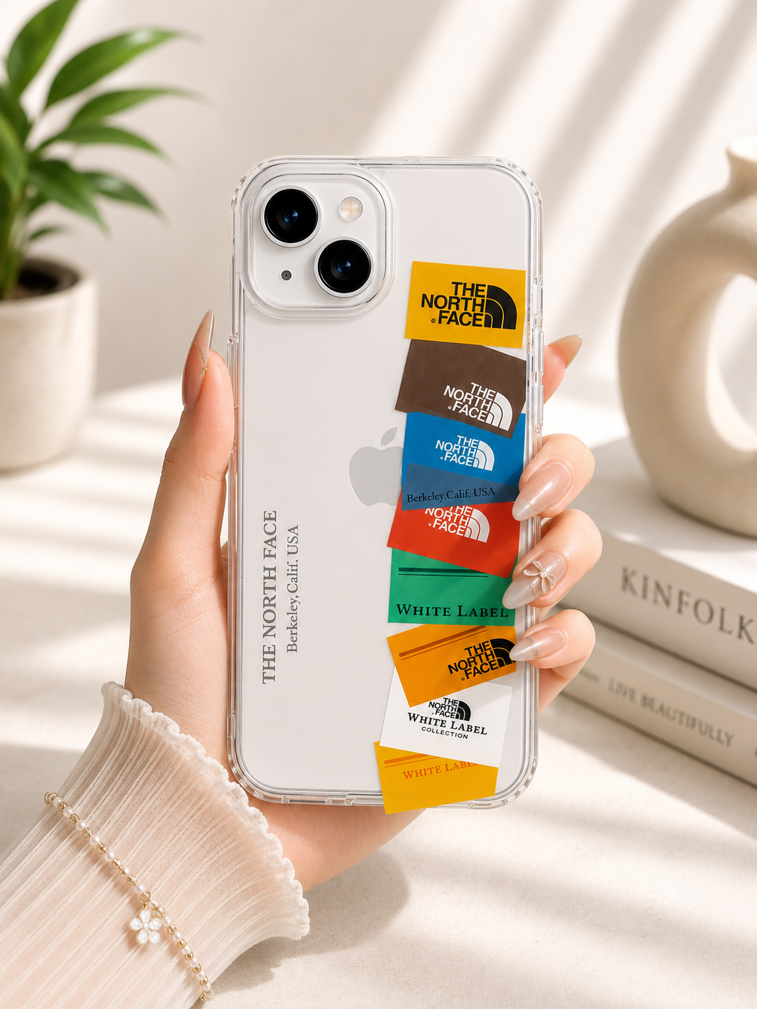 Transparent Designer N O R T H F A C E Case for iPhone 15
