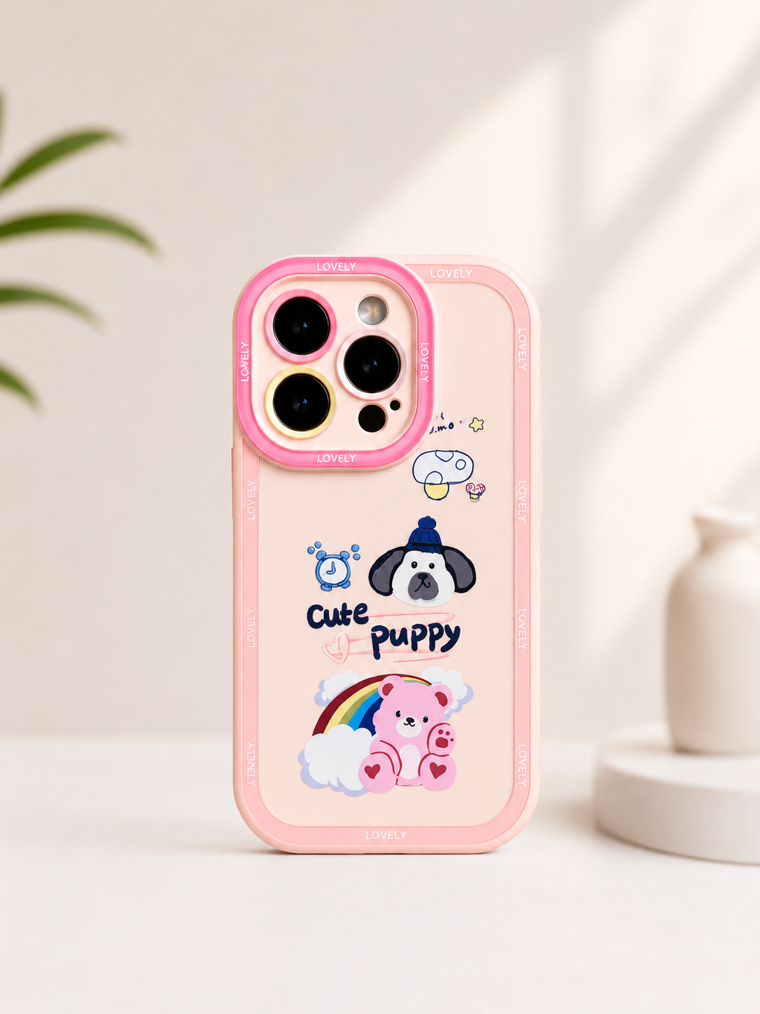 Silicon Charm Case For iPhone 15 Pro (Cute Puppy)