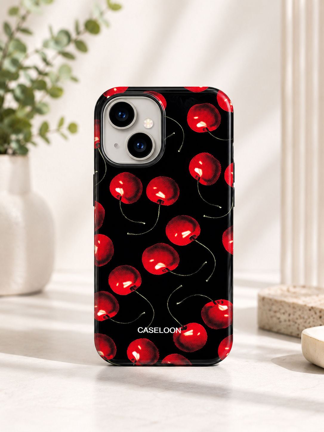 Glossy Designer Case For iPhone 15 Plus (Red Cherry)