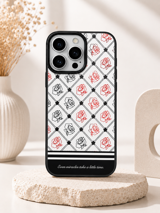 Glossy Designer Case For iPhone 15 Pro Max (Multi Flower)
