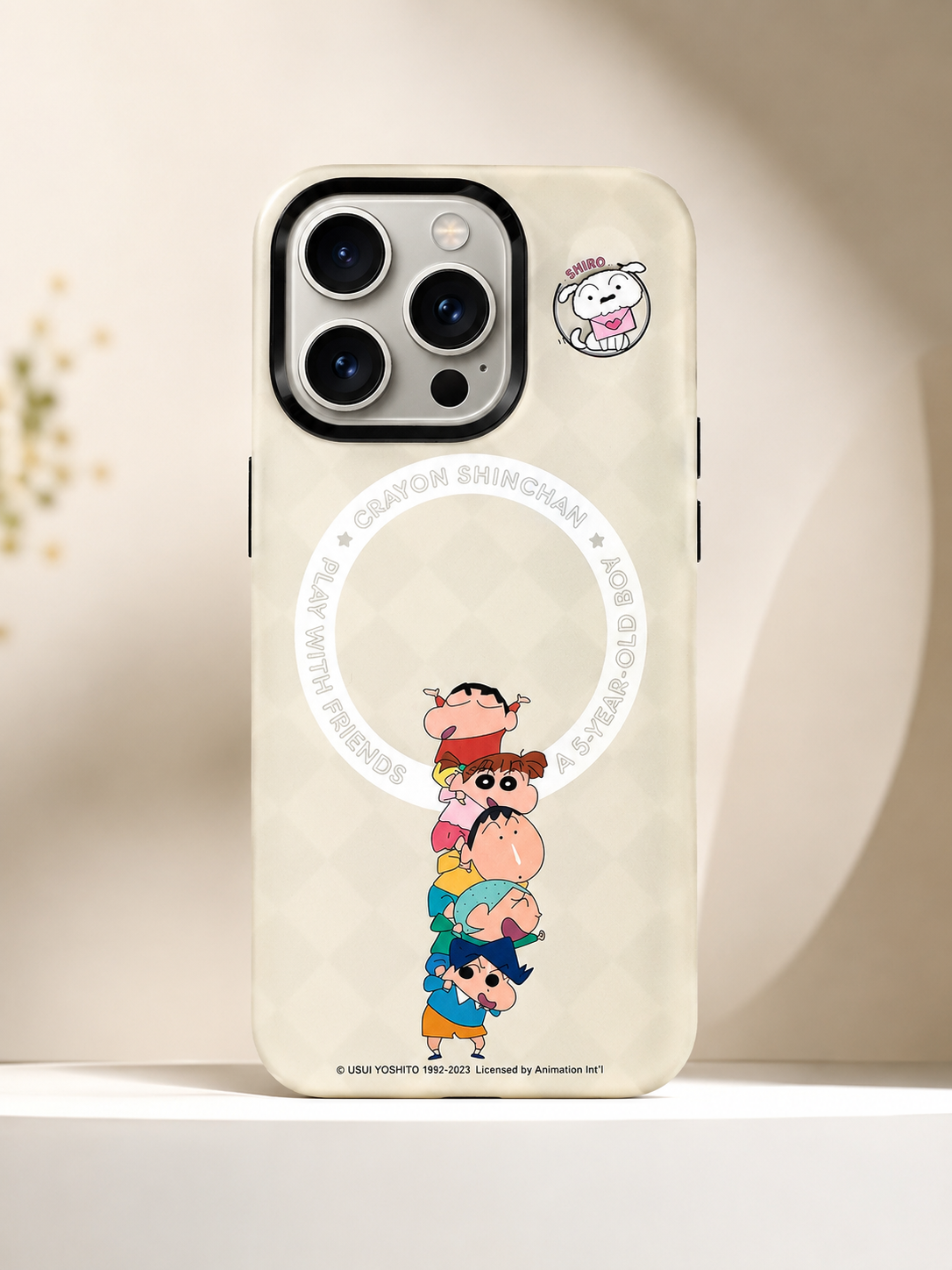 Shinchan Group Designer Case For iPhone 15 Pro Max (White)