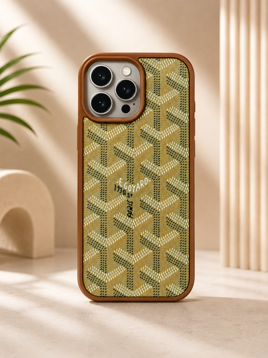 Branded PU Leather Case for iPhone 15 Pro Max (Olive GREEN)