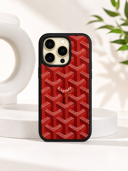Branded PU Leather Case for iPhone 15 Pro Max (Red)