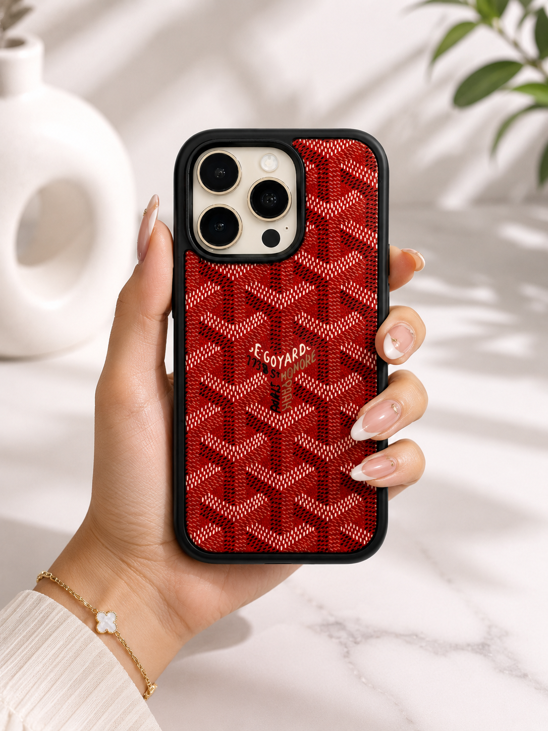 Branded PU Leather Case for iPhone 16 Pro (Red)