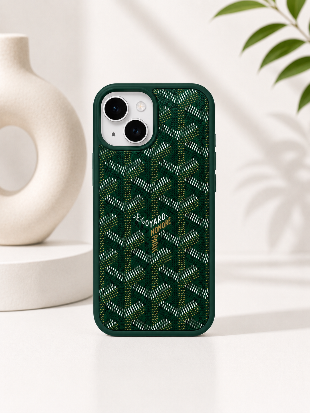Branded PU Leather Case for iPhone 15 (Green)