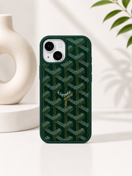 Branded PU Leather Case for iPhone 15 (Green)