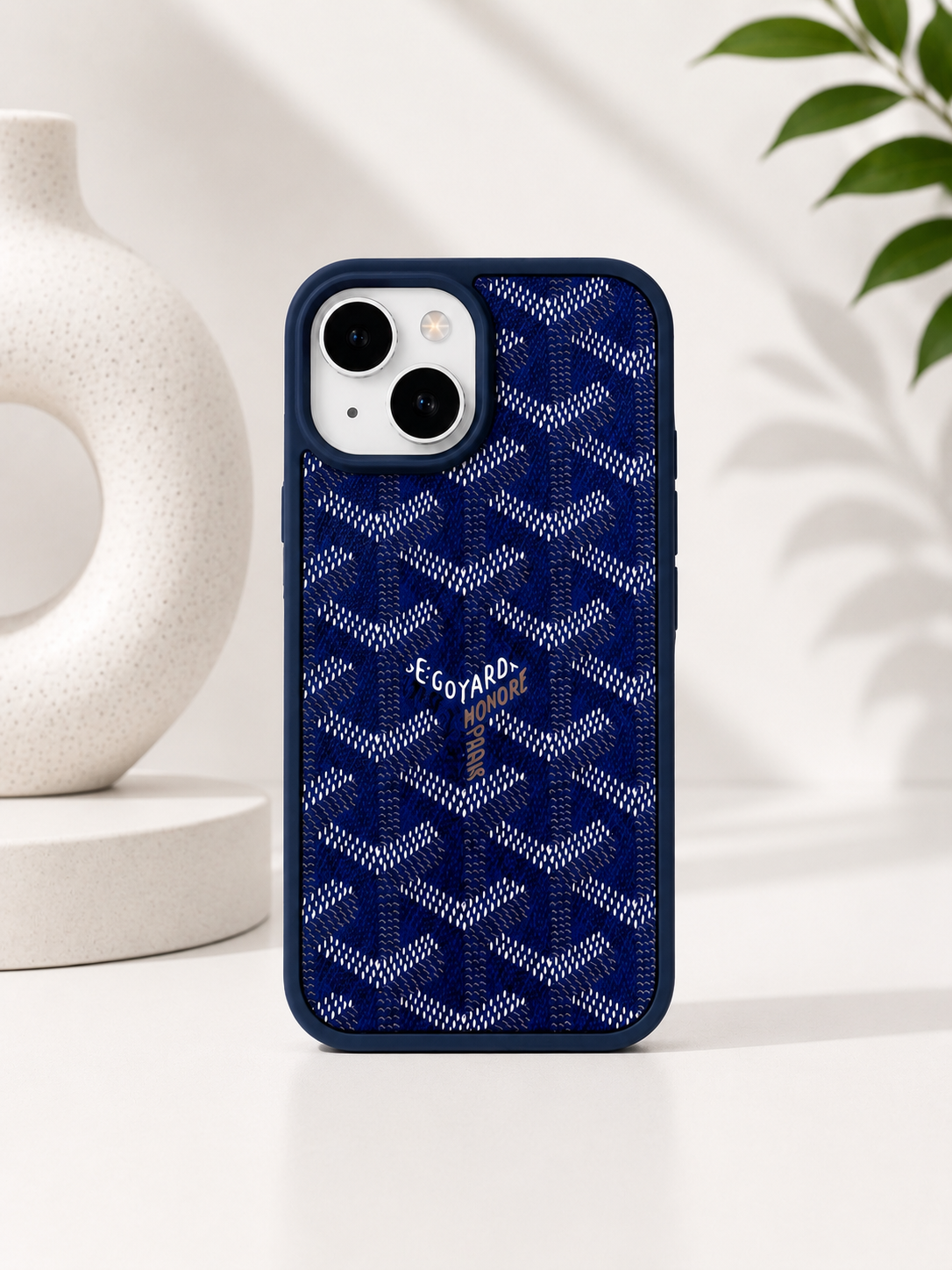 Branded PU Leather Case for iPhone 15 (Blue)