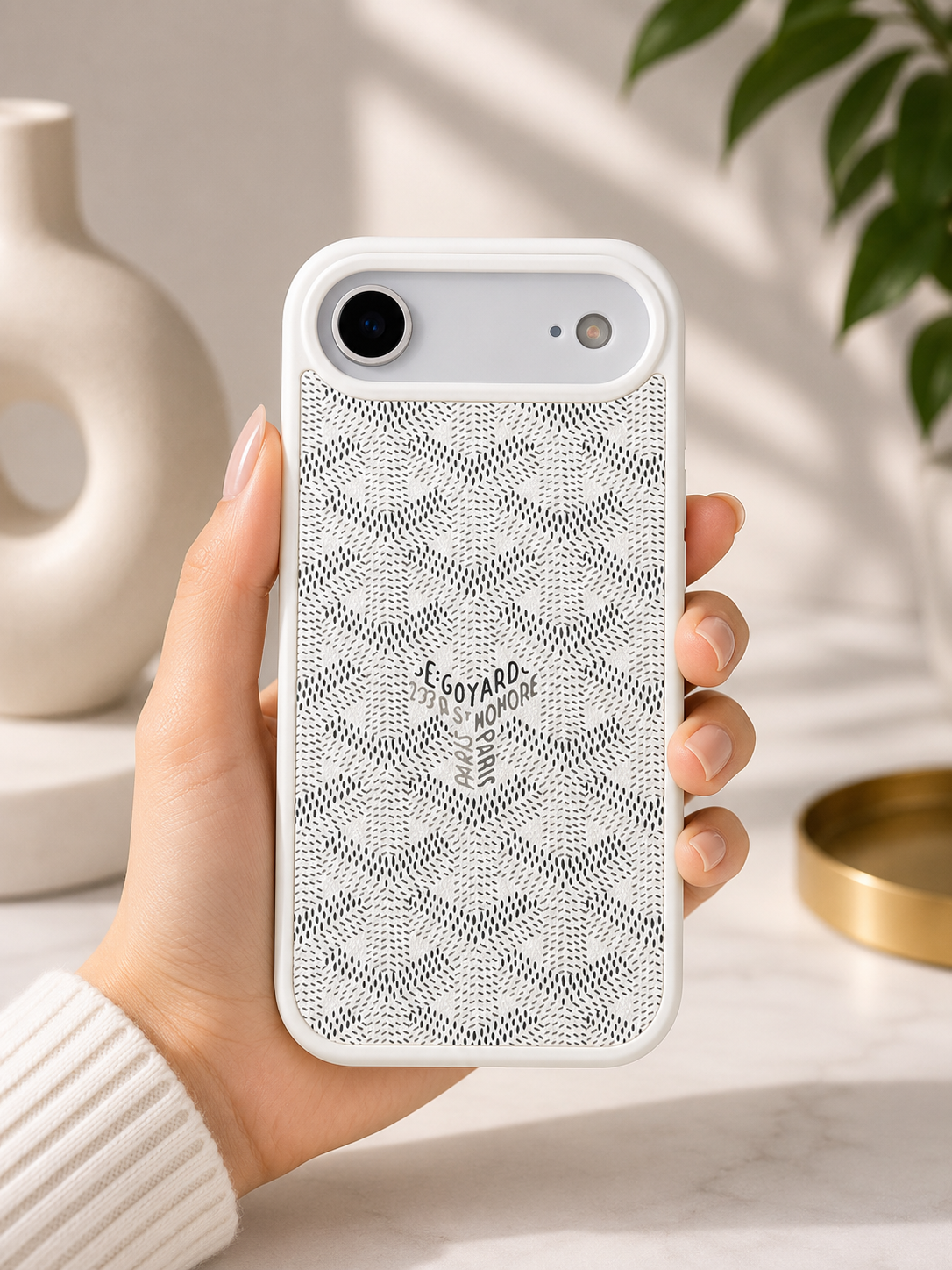 Branded PU Leather Case for iPhone 17 Air (White)