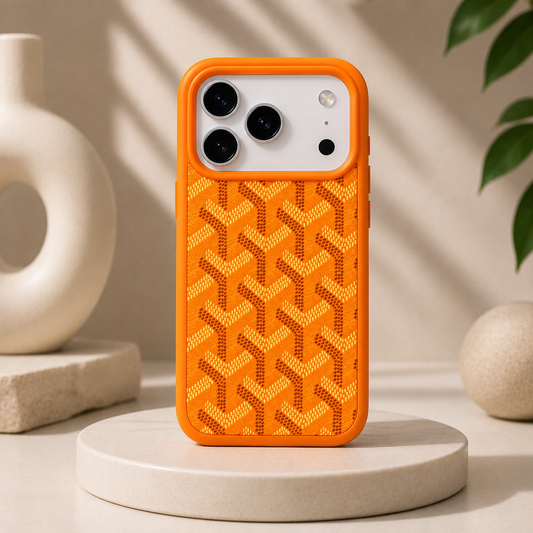 Branded PU Leather Case for iPhone 17 Pro (Orange)