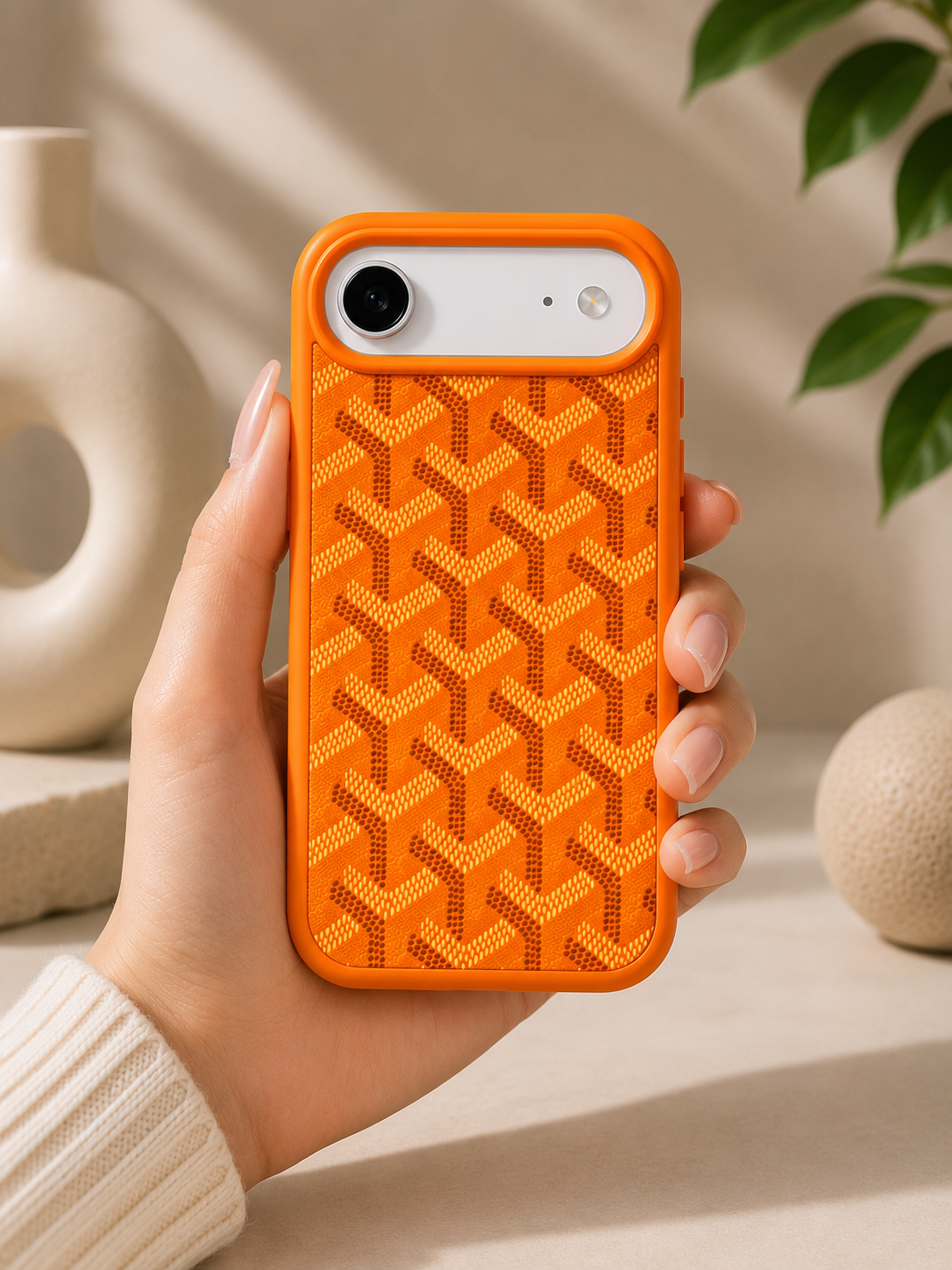 Branded PU Leather Case for iPhone 17 Air (Orange)