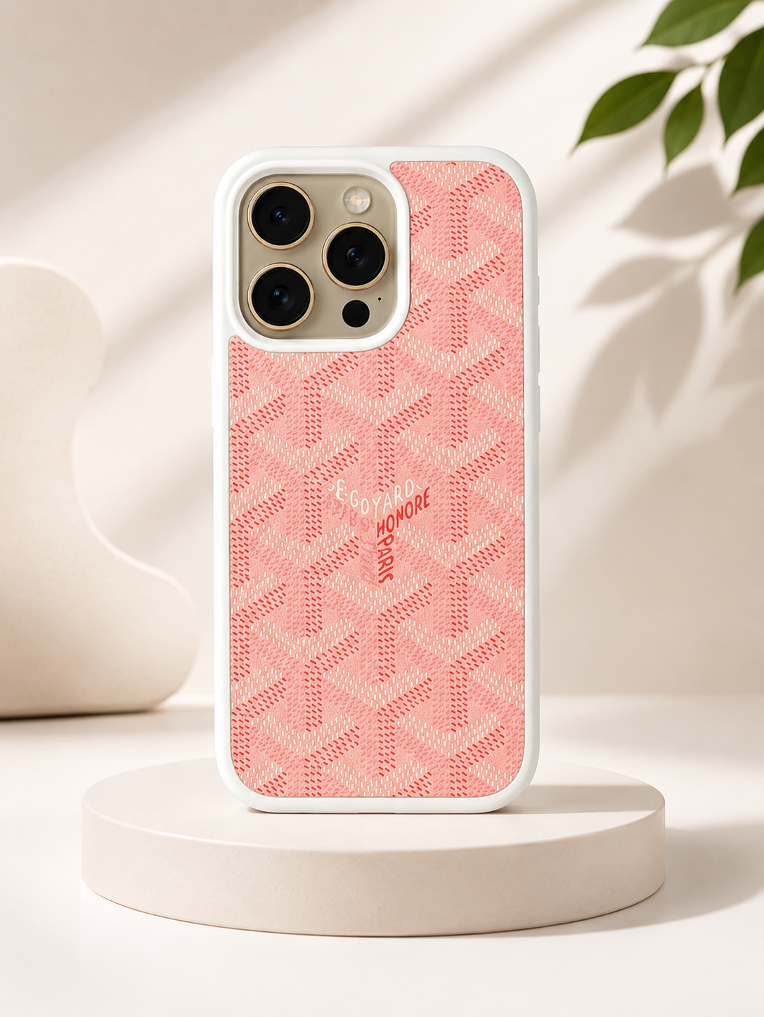 Branded PU Leather Case for iPhone 15 Pro Max (Pink)