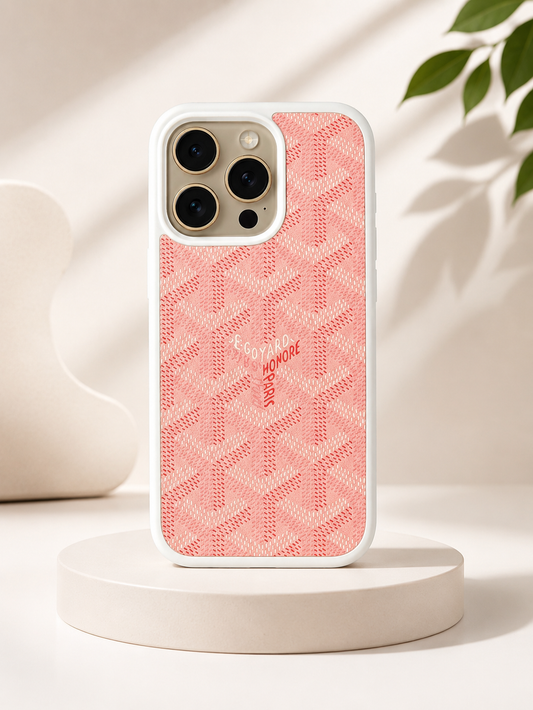 Branded PU Leather Case for iPhone 15 Pro Max (Pink)