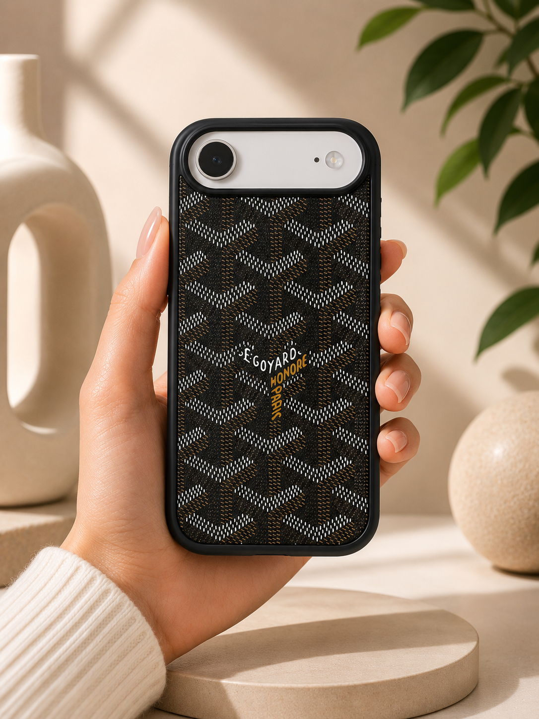 Branded PU Leather Case for iPhone 17 Air (Black)