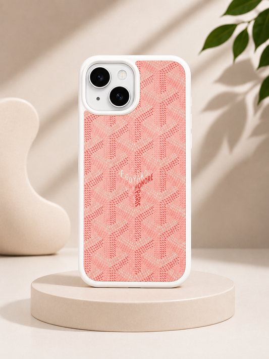 Branded PU Leather Case for iPhone 15 (Pink)