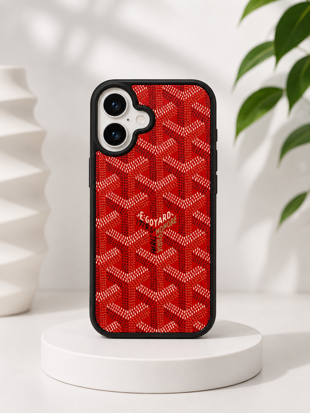 Branded PU Leather Case for iPhone 16 (Red)
