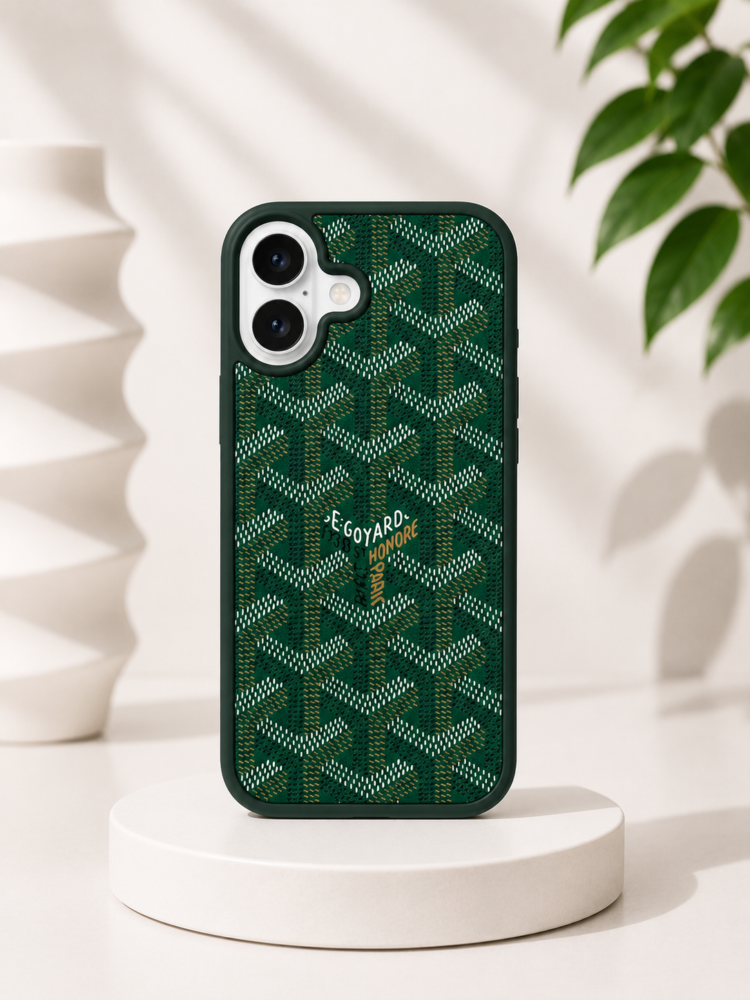 Branded PU Leather Case for iPhone 16 (Green)