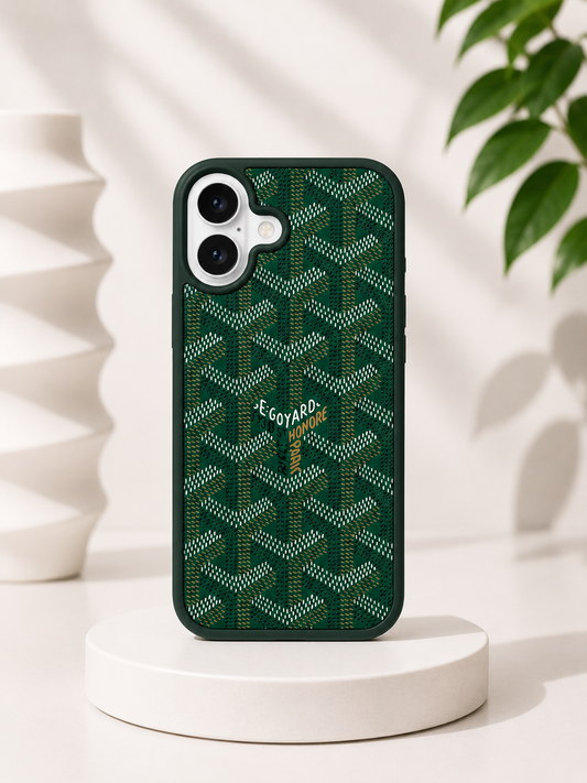 Branded PU Leather Case for iPhone 16 (Green)
