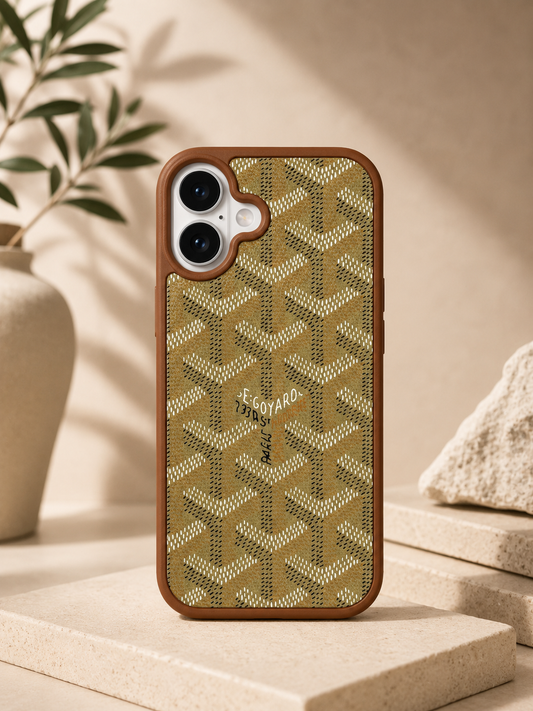 Branded PU Leather Case for iPhone 16 (Olive Green)