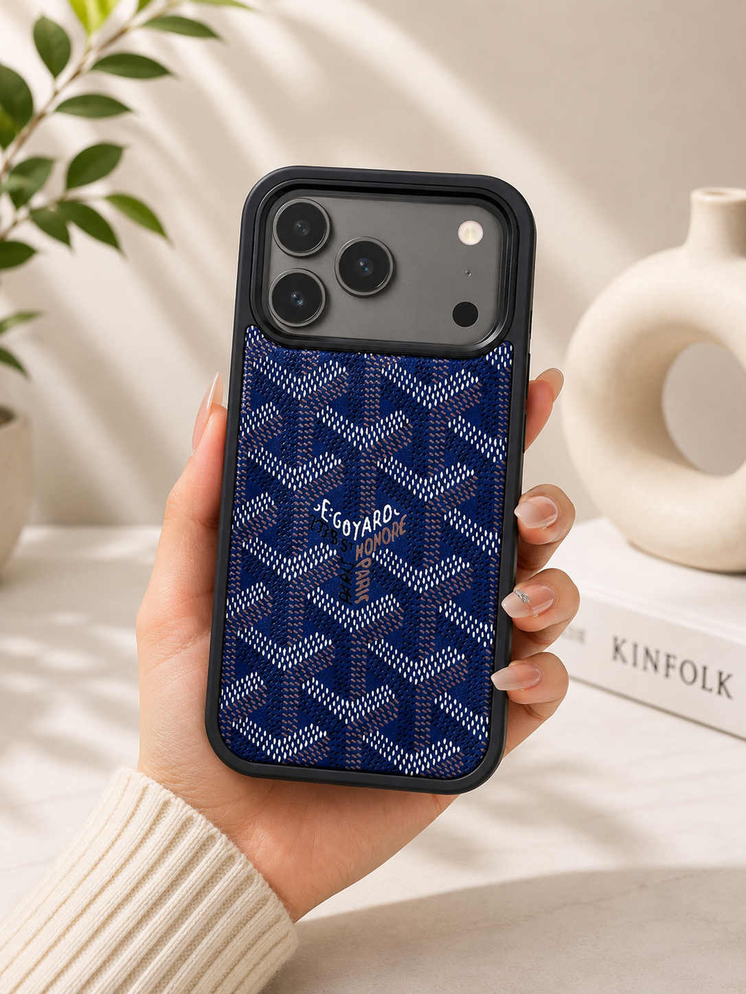 Branded PU Leather Case for iPhone 17 Pro (Blue)