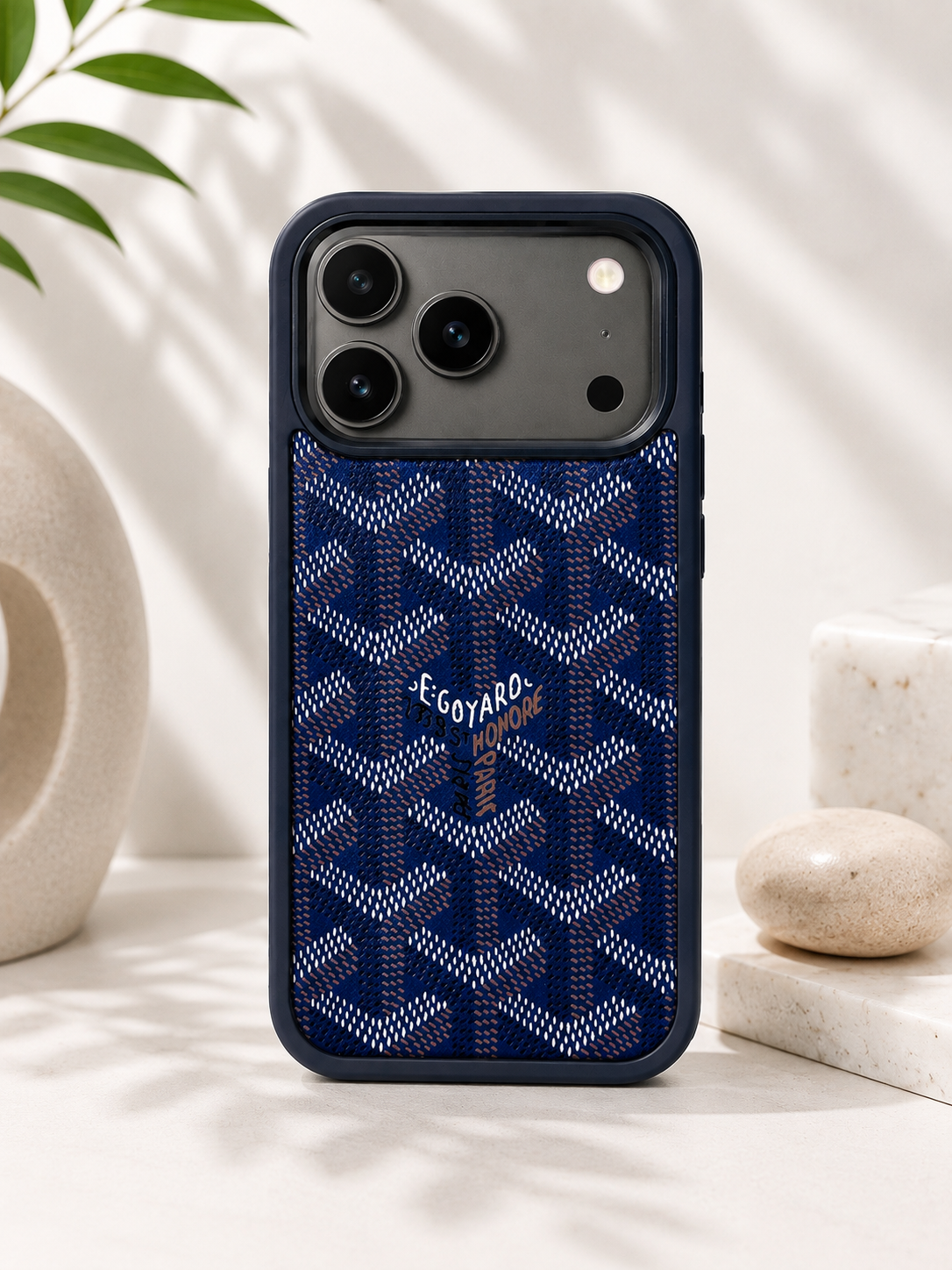 Branded PU Leather Case for iPhone 17 Pro (Blue)