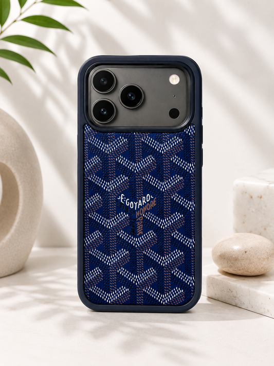 Branded PU Leather Case for iPhone 17 Pro Max (Blue)