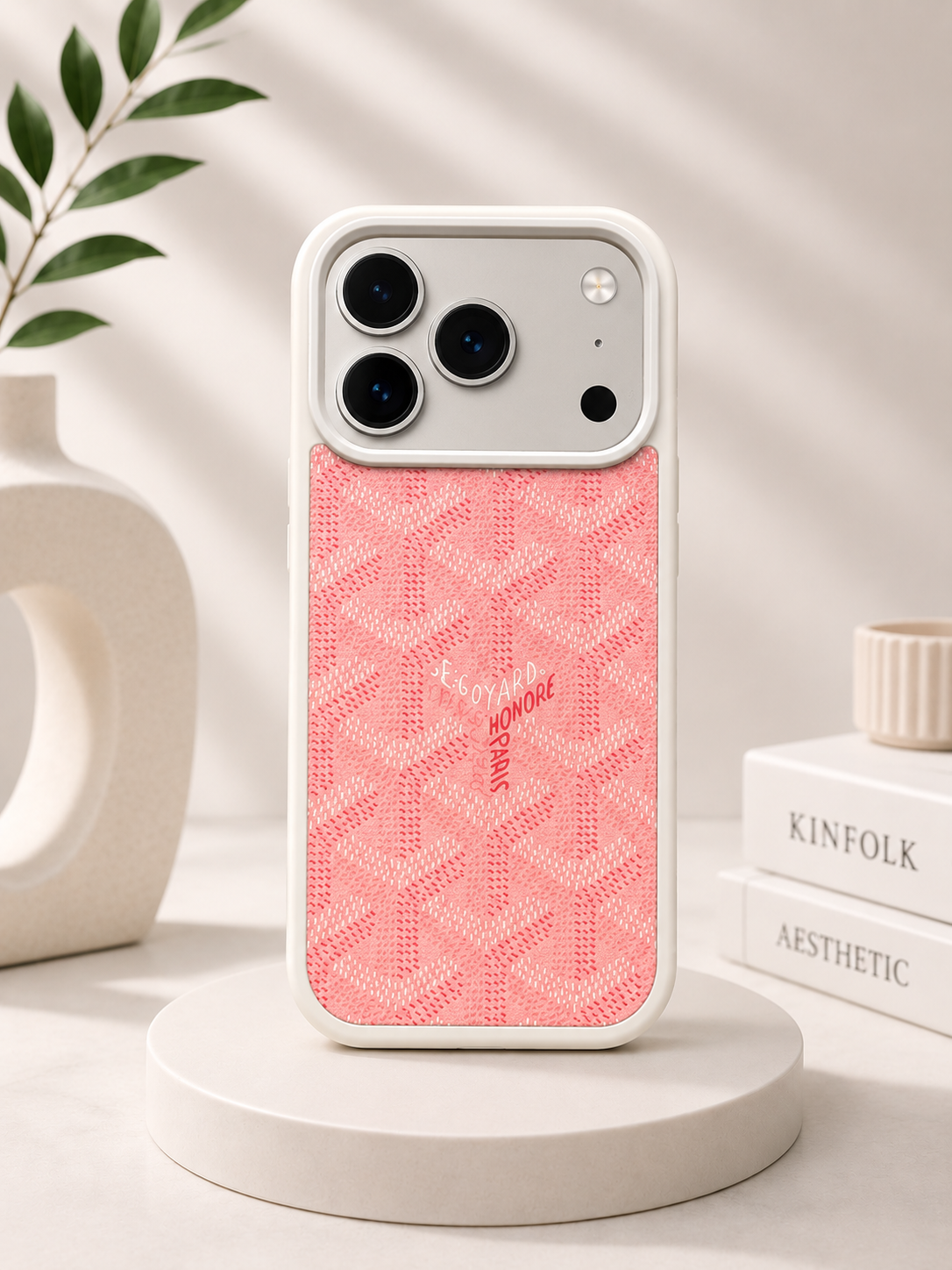Branded PU Leather Case for iPhone 17 Pro Max (Pink)