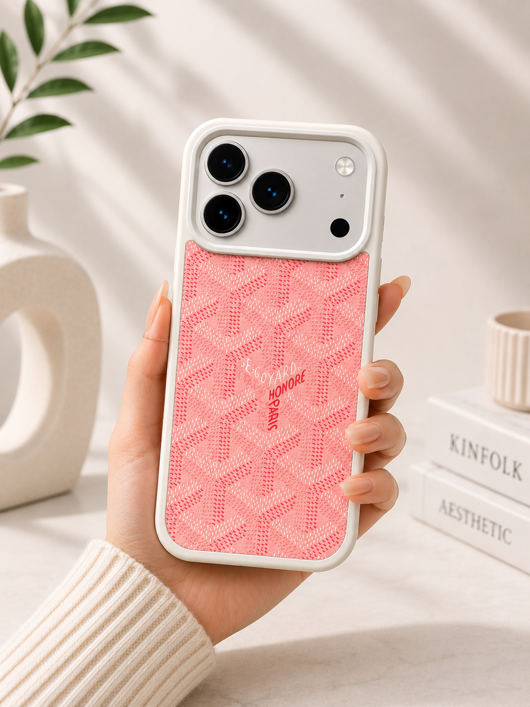 Branded PU Leather Case for iPhone 17 Pro Max (Pink)