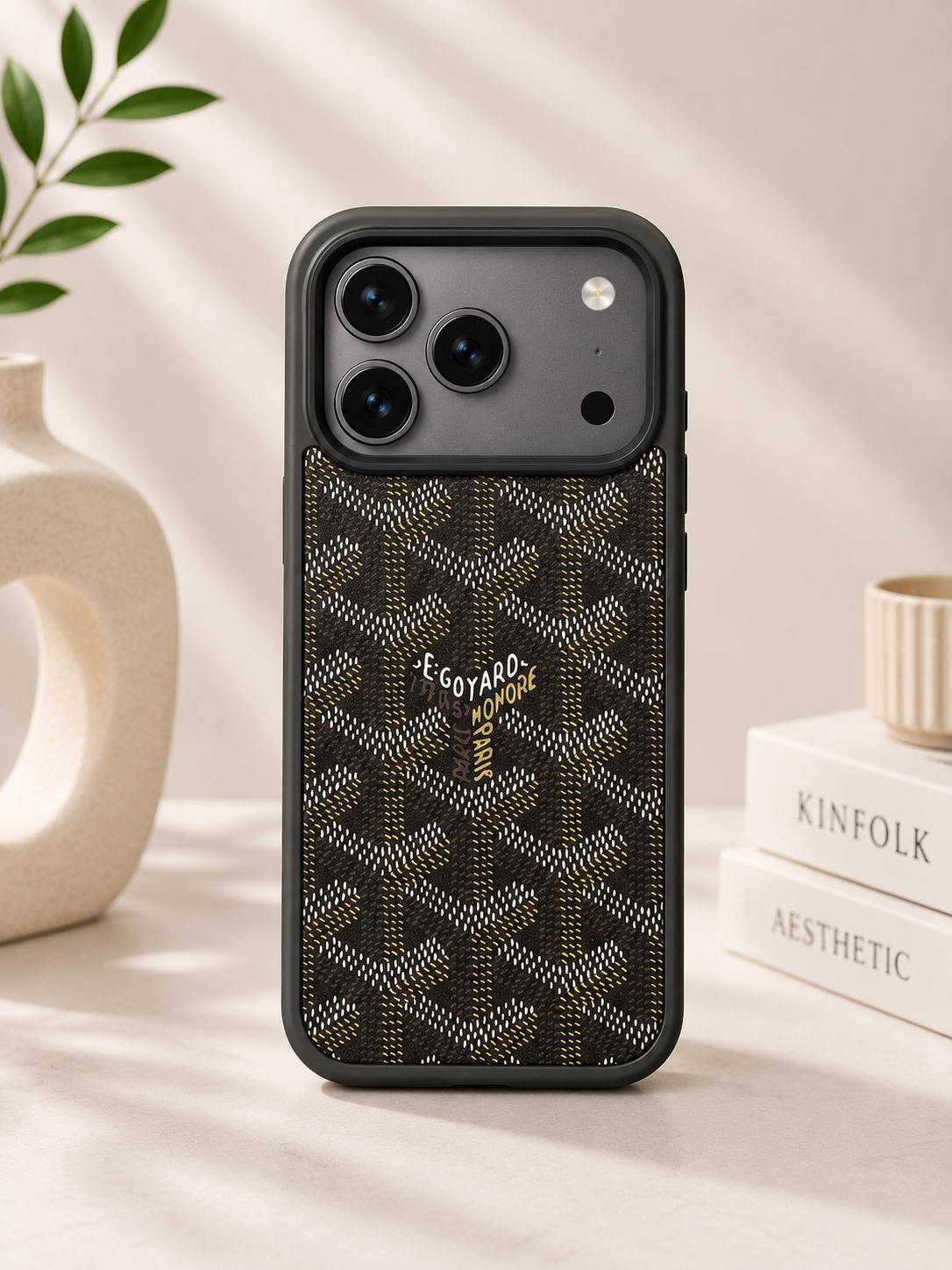 Branded PU Leather Case for iPhone 17 Pro (Black)