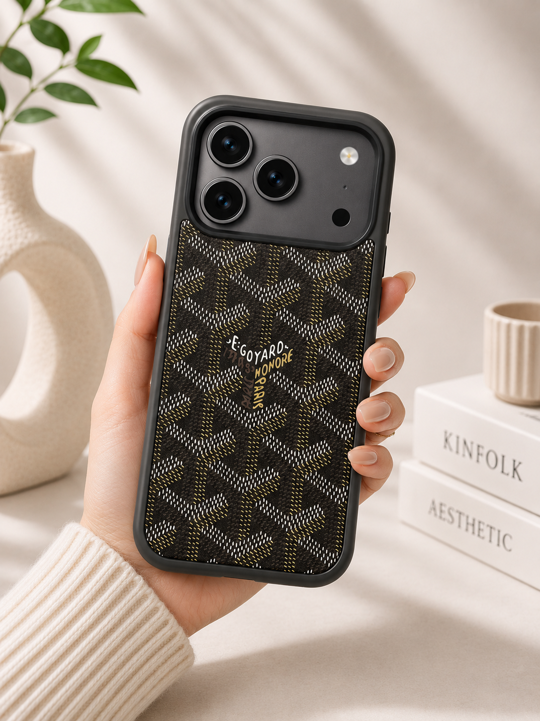 Branded PU Leather Case for iPhone 17 Pro (Black)