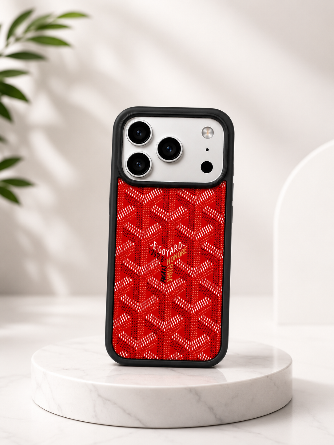 Branded PU Leather Case for iPhone 17 Pro Max (Red)