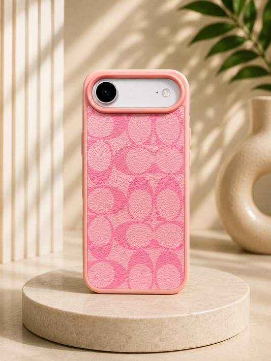 CCH Luxury Branded PU Leather Case for iPhone 17 Air (Pink)