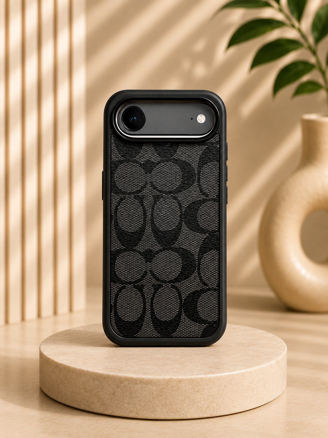 CCH Luxury Branded PU Leather Case for iPhone 17 Air (Black)