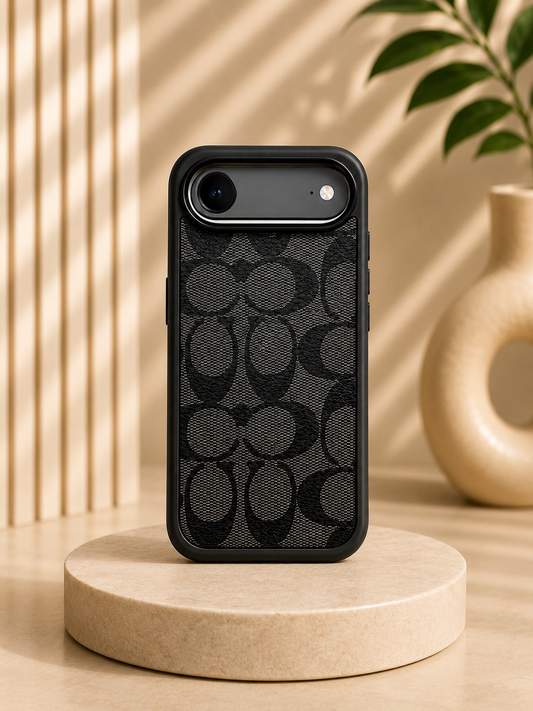 CCH Luxury Branded PU Leather Case for iPhone 17 Air (Black)